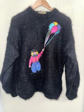 VTG 80s The Gold Label Designer Collection Mohair Clown Balloon Sweater Size L